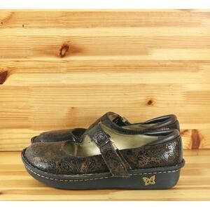 Alegria Womens 6.5 Suede Leather Brown Paisley Mary Jane Comfort Shoes